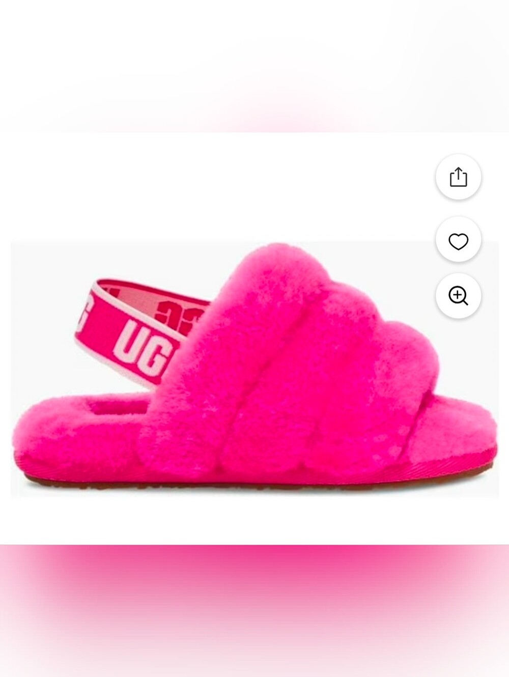 UGG Toddler Girls Pink Sheepskin Fluff Yeah Slides size 10